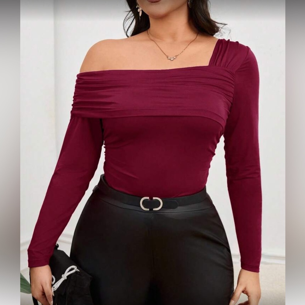 Elegant Burgundy Off-Shoulder Top